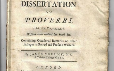 1734 A Dissertation on Proverbs