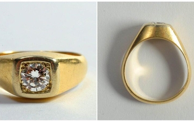18 karat yellow gold signet ring set with...