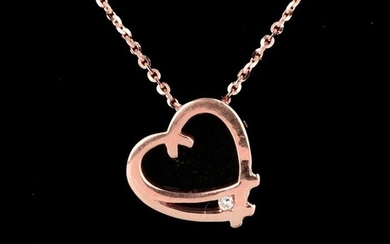 18 kt. / 14 kt. Pink gold - Necklace with pendant - 0.01 ct Diamond