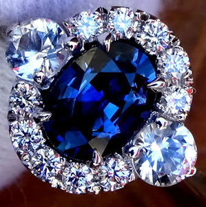 18 kt. - Ring Sapphire - Diamond, Sapphire