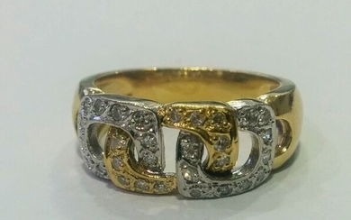 18 kt. White gold, Yellow gold - Ring - 0.30 ct Diamonds
