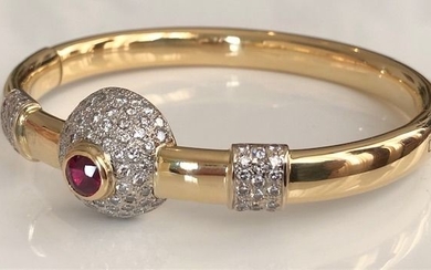 18 kt. Yellow gold - Bracelet - 1.60 ct Diamond - Ruby