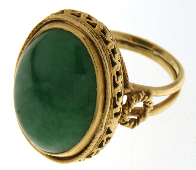 18 kt. Yellow gold - Ring Jade