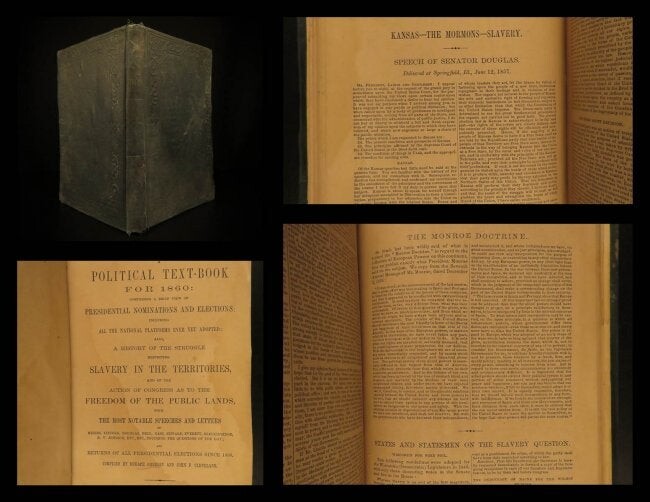 1860 1ed Political Textbook SLAVERY Abe Lincoln
