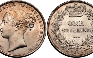 1865 Silver Shilling Extremely fine