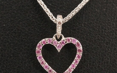 18K Pink Sapphire and Diamond Heart Pendant Necklace