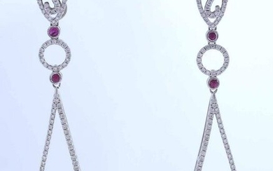 18K, 50ctw Sapphire Bead and Diamond Drop Earrings