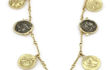 18K Yellow Gold Ancient Coin Necklace