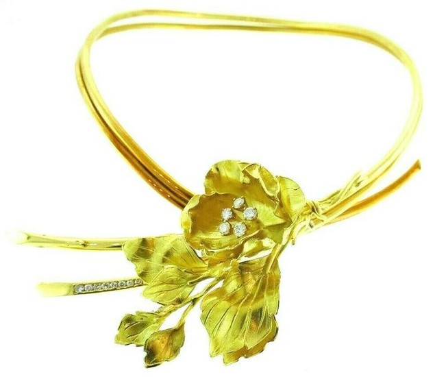 18K Yellow Gold Diamond Mechanical Choker Necklace