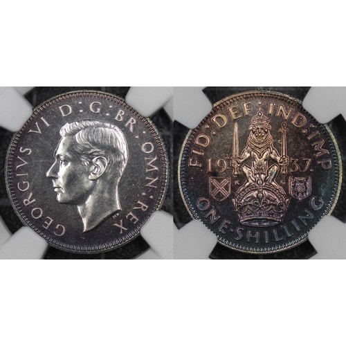 1937 Proof shilling, NGC PF66, George VI. Scottish reverse. ...