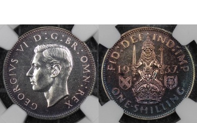 1937 Proof shilling, NGC PF66, George VI. Scottish reverse. ...