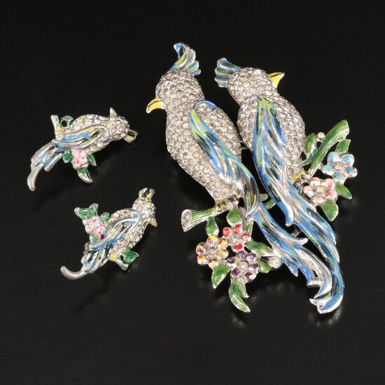 1941 Coro Duette by Gene Verrecchio "Love Birds" Brooch and Earrings
