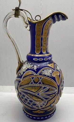 19TH C. BOHEMIAN GLASS EWER FOR PERSIAN MARKET