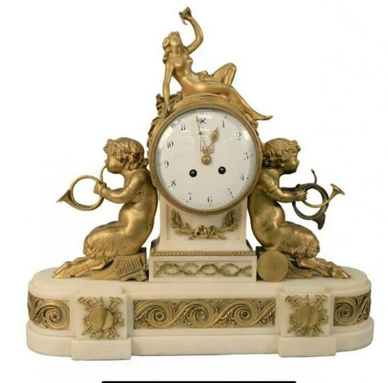 19TH C. FRENCH BRONZE AND MARBLE CLOCK