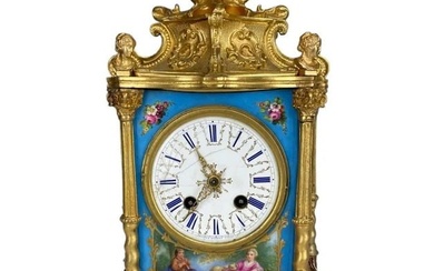 19TH C. ORMOLU AND SEVRES STYLE PORCELAIN CLOCK