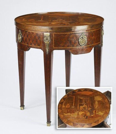 19th c. French marquetry inlaid side table