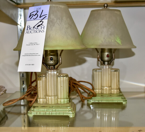 (2) Art Deco Glass Table Lamps