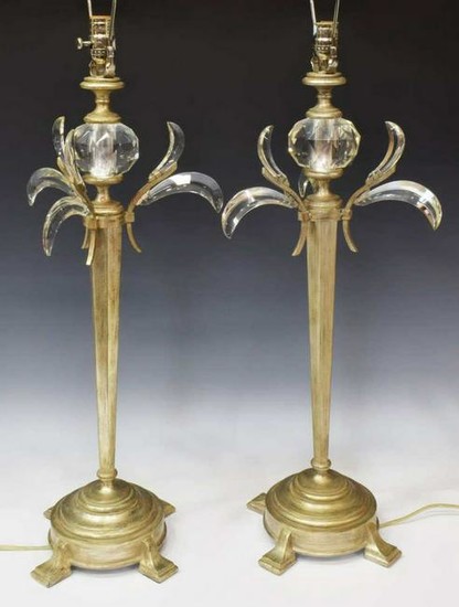 (2) CONTEMPORARY FINE ART LAMPS SILVER GILT LAMPS