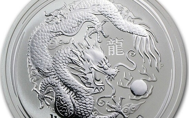 2 Ounce(62.2 gr) Pure Silver Coin 2012, YEAR OF THE DRAGON, Australia