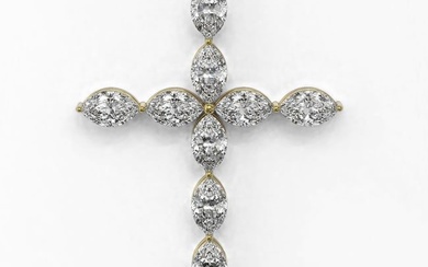 2 ctw Marquise Diamond Designer Cross Necklace 18K Yellow Gold