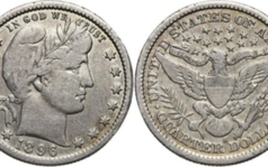USA - 25 Cents (Quarter) 1896-S (San Francisco) Barber - Silver