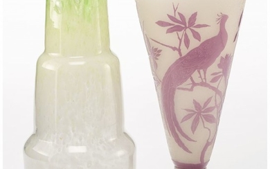 23053: Two Steuben Glass Vases, circa 1920 Marks to Clu