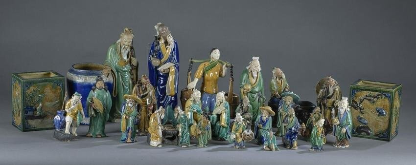 24 Shiwan porcelain figures, 19/20th century.
