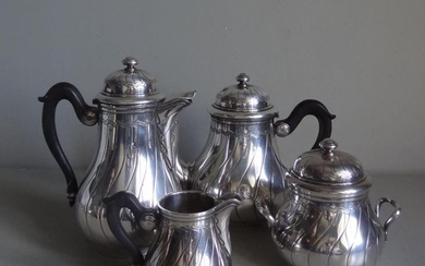 Service à thé et café en métal argenté à panse gra…