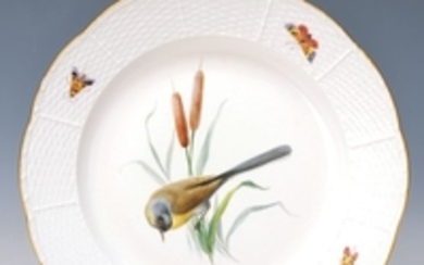 dinner plate, Meissen, around 1880, bird decor,...