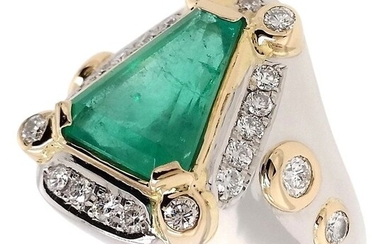 2.62ct Colombia Emerald and 0.58ct Diamonds - IGI Report - 18 kt. Platinum, Yellow gold - Ring Emerald