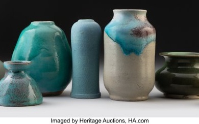 27053: Seven American Glazed Ceramic Vases, early 20th