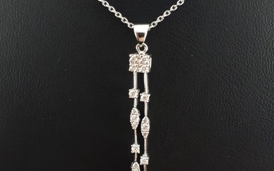 18 kt. White gold - Necklace with pendant - 0.42 ct - Diamonds