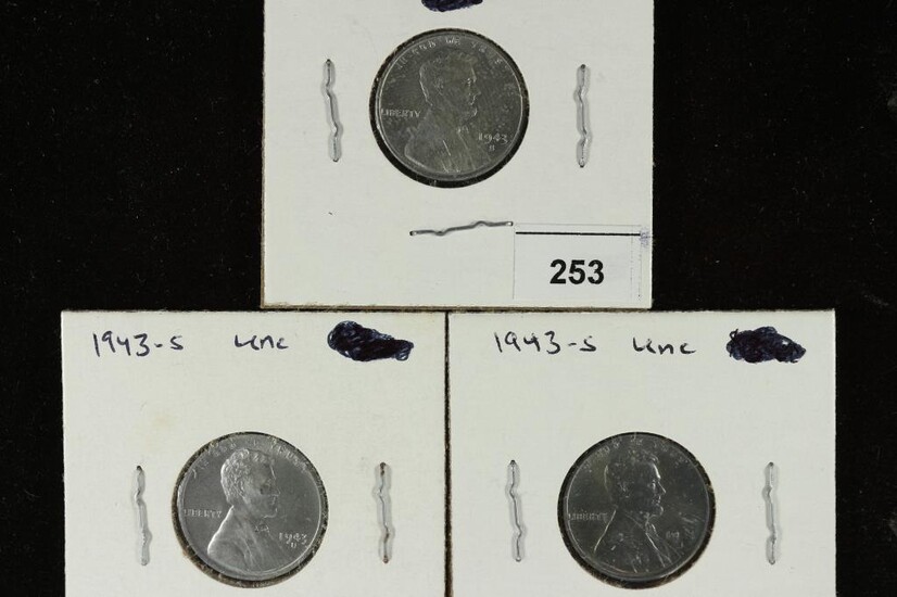 3-1943-S LINCOLN STEEL WAR CENTS UNC