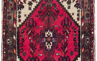 3 x 5 Red Semi-Antique Persian Hamadan Rug