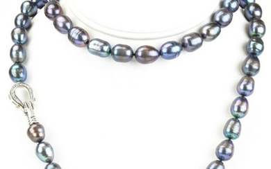 32 In Baroque Tahitian Pearl Necklace w Pave Clasp