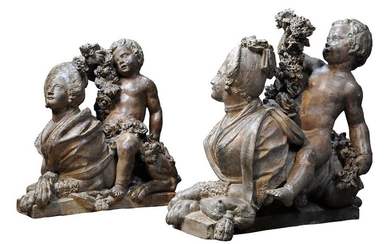 Around 1780 , a rare pair of terracotta sphinxes, …