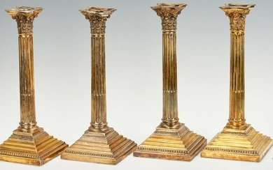 4 Gilt Sterling Candlesticks, Tiffany retailed