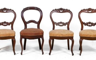 (4) Mahogany carved balloon back side chairs