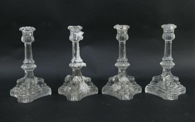 (4) TIFFANY AND CO CRYSTAL DOLPHIN CANDLESTICKS