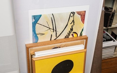 A COLLECTION OF ART PRINTS AND POSTERS INCLUDING NGV, KANDINSKY AND HANS ARP