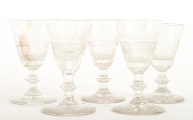 (5) SIMILAR CRYSTAL CORDIAL GLASSES