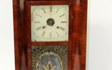 American Wall mount Masonic themed clock in mahogany