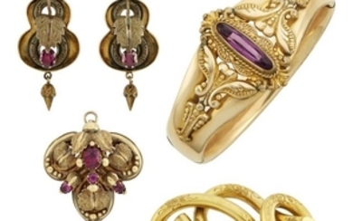 Antique Gold, Gold-Plated and Gem-Set Jewelry