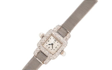 Art Deco Platinum and Diamond Wristwatch, Cartier