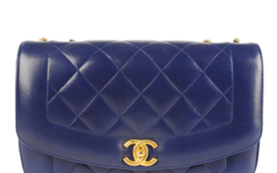 CHANEL - a blue Diana quilted handbag.