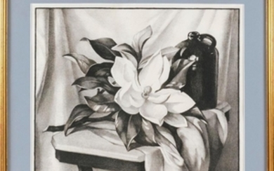 ELLA SOPHONISBA HERGESHEIMER, Tennessee, 1873-1943, "A Southern Magnolia"., Etching on paper, 14.5" x 17". Framed 19" x 23".