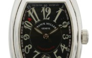 FRANCK MULLER | A STAINLESS STEEL TONNEAU FORM AUTOMATIC WRISTWATCH WITH DATE REF 8000 SC NO 116 MASTER OF COMPLICATIONS CONQUISTADOR SC CIRCA 2000