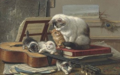 Henriette Ronner-Knip (Dutch, 1821–1909), The music lesson