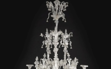 An Italian moulded glass eighteen-light chandelier, Venice, mid-20th century