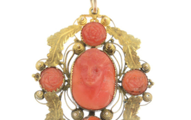 A late Victorian coral pendant.